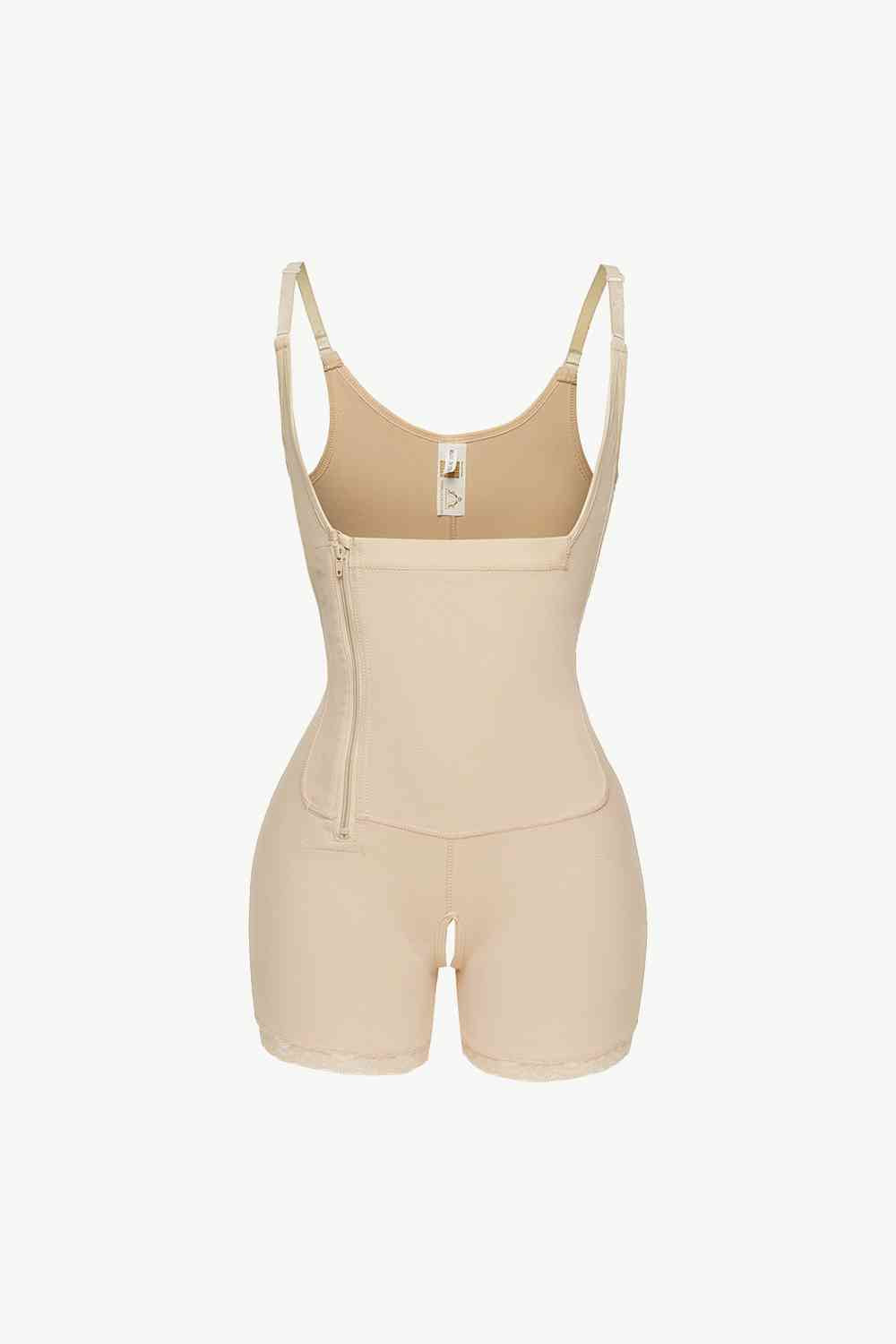 Full Size Side Zipper Under-Bust Shaping Bodysuit - TRENDMELO