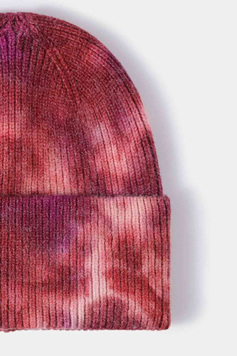 Tie-Dye Cuffed Rib-Knit Beanie Hat - TRENDMELO