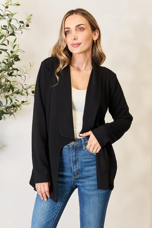 Heimish Full Size Open Front Long Sleeve Blazer - TRENDMELO