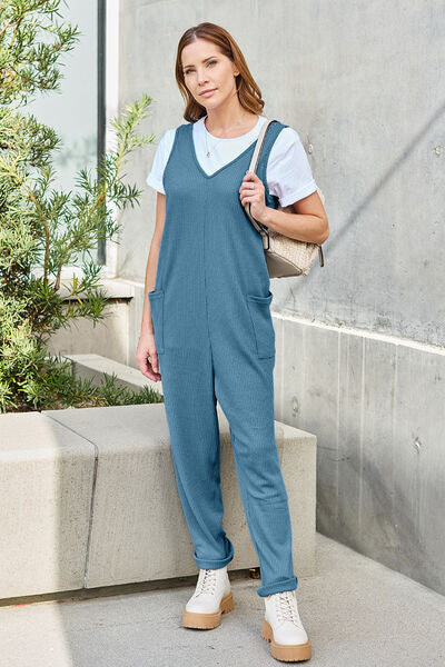 Double Take Full Size Sleeveless Straight Jumpsuit - TRENDMELO