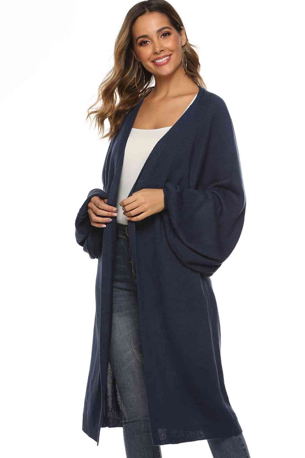 Long Sleeve Open Front Cardigan - TRENDMELO