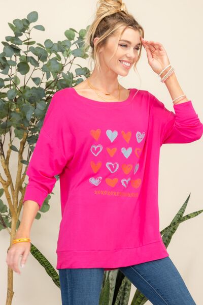 Celeste Full Size Heart Graphic Long Sleeve T-Shirt - TRENDMELO