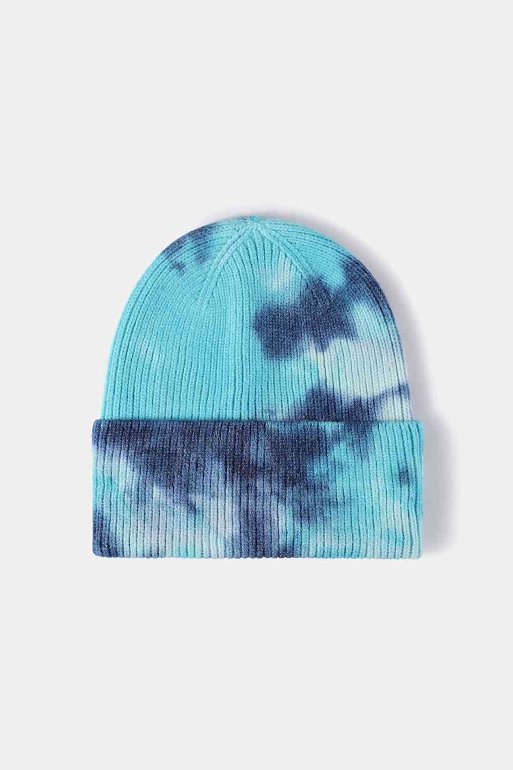 Tie-Dye Cuffed Rib-Knit Beanie Hat - TRENDMELO