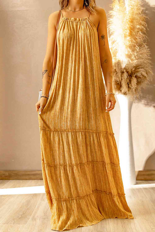 Frill Trim Sleeveless Maxi Dress - TRENDMELO