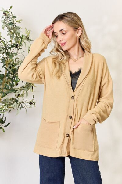 Heimish Full Size Button Up Long Sleeve Cardigan - TRENDMELO