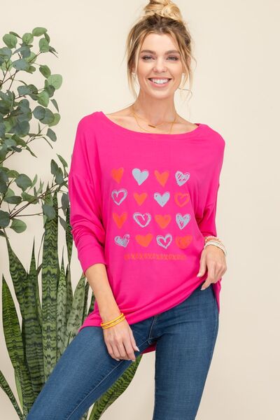 Celeste Full Size Heart Graphic Long Sleeve T-Shirt - TRENDMELO