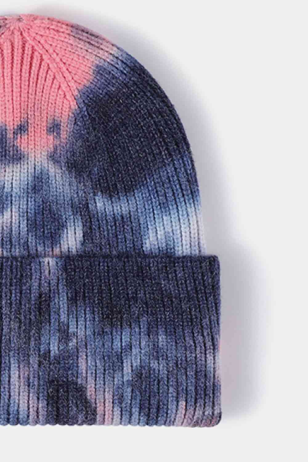 Tie-Dye Cuffed Rib-Knit Beanie Hat - TRENDMELO