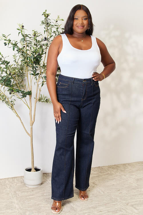 Judy Blue Full Size High Waist Wide Leg Jeans - TRENDMELO