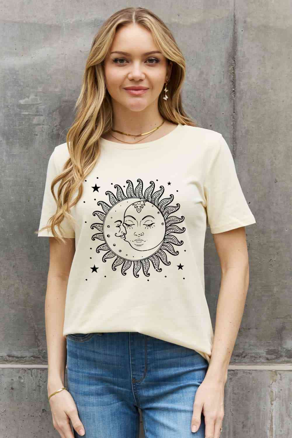 Simply Love Simply Love Sun and Star Graphic Cotton Tee - TRENDMELO
