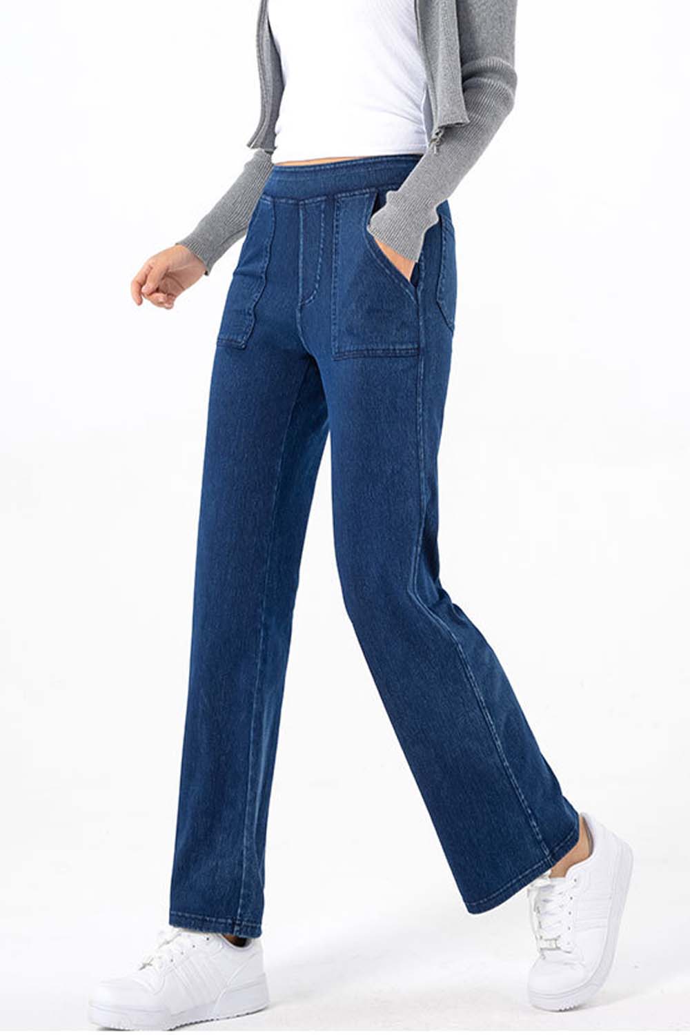 Pocketed Long Jeans - TRENDMELO