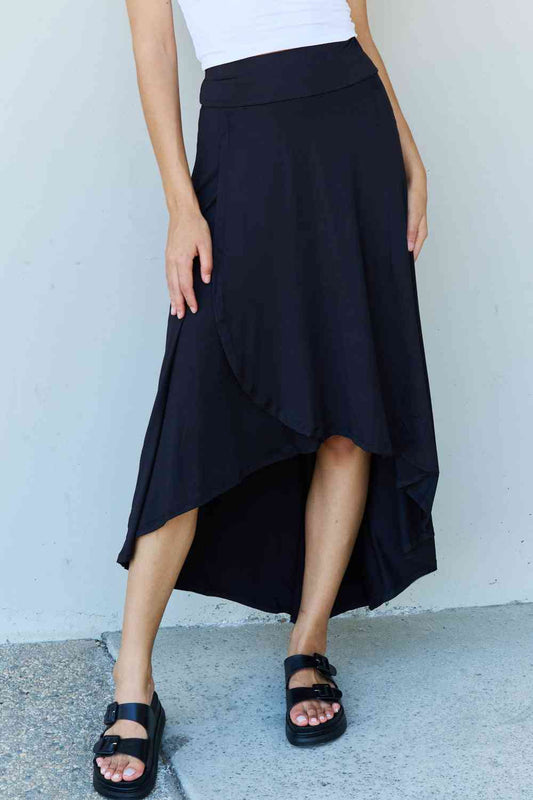 Ninexis First Choice High Waisted Flare Maxi Skirt in Black - TRENDMELO