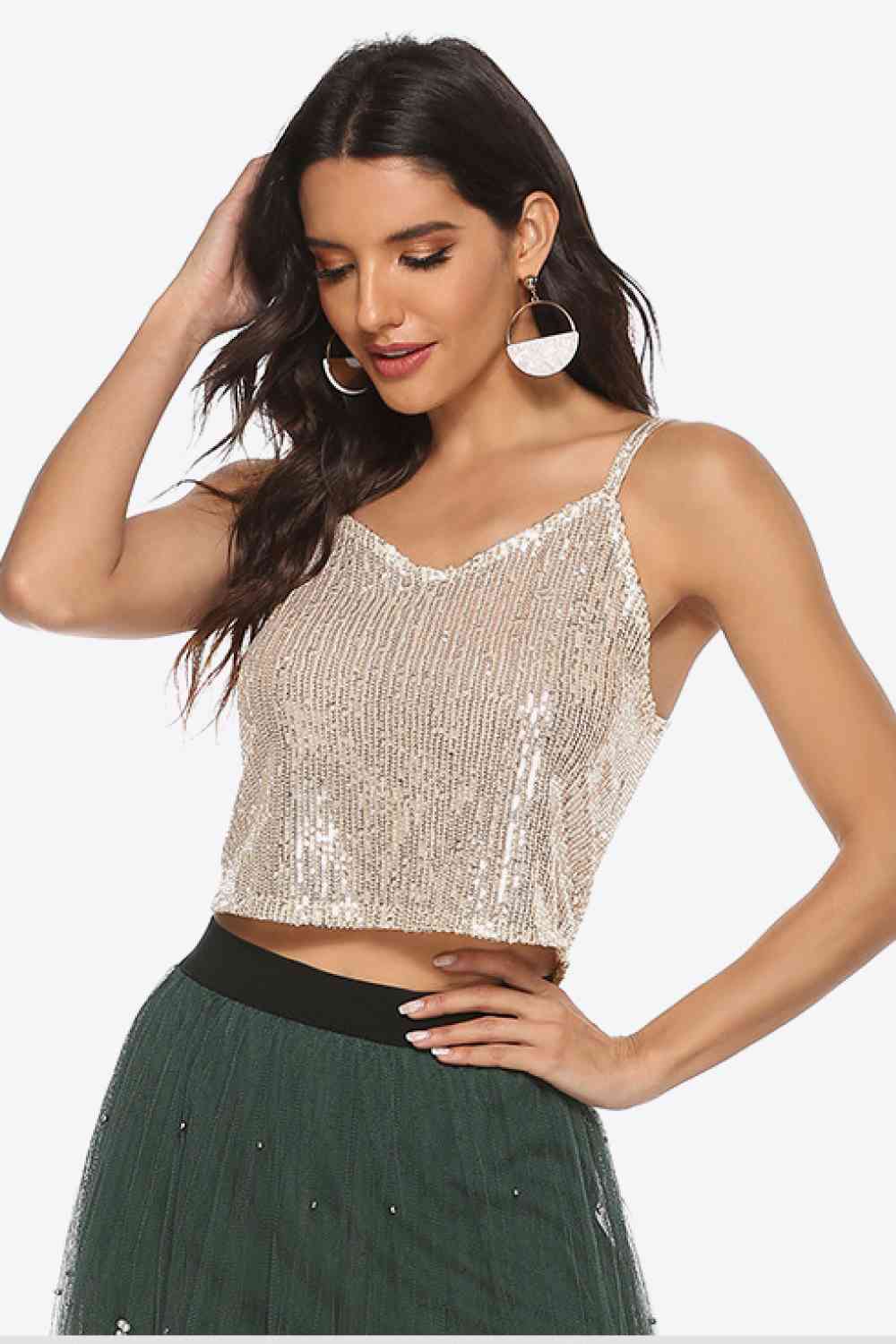 Sequin Cropped Cami - TRENDMELO