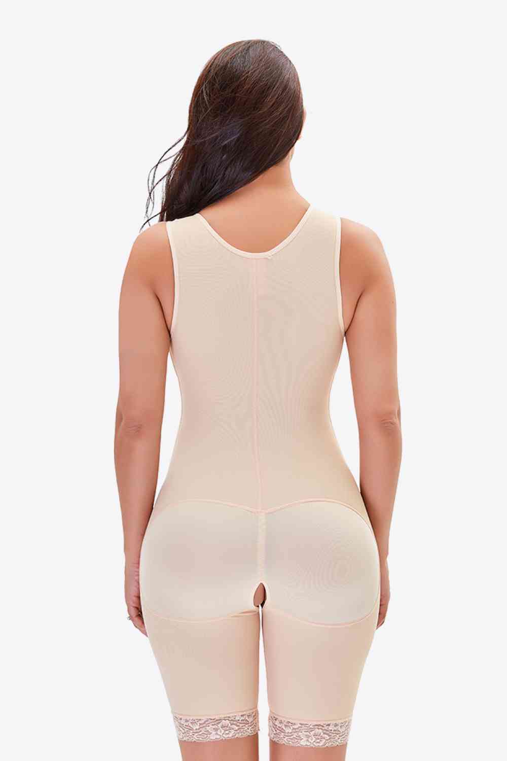 Full Size Lace Trim Shapewear with Zipper - TRENDMELO