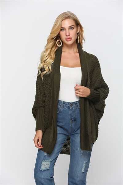 Open Front Batwing Sleeve Cardigan - TRENDMELO