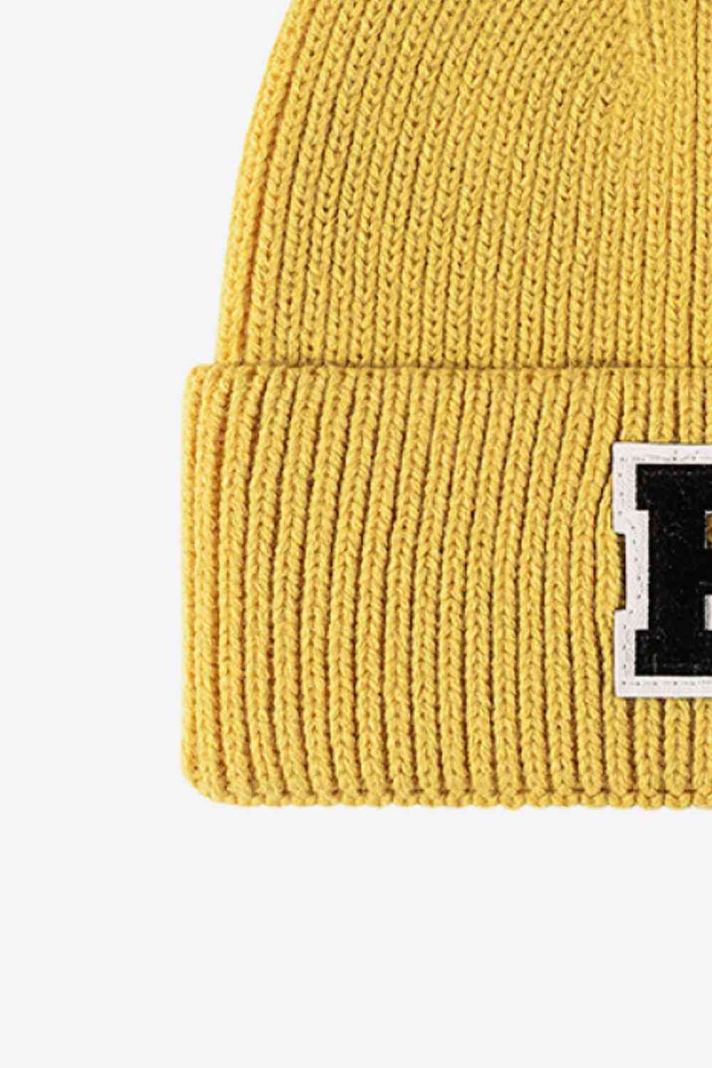 Letter Patch Cuffed Knit Beanie - TRENDMELO