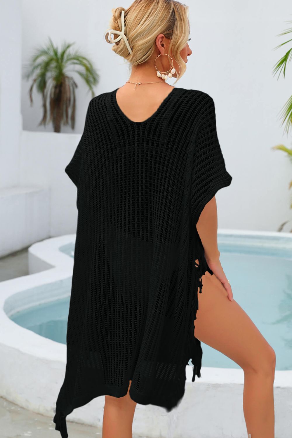 Fringe Trim Openwork Cover Up - TRENDMELO