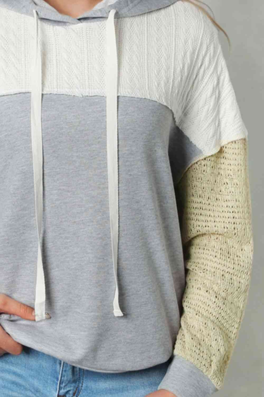 Splicing Drawstring Sweatshirt - TRENDMELO