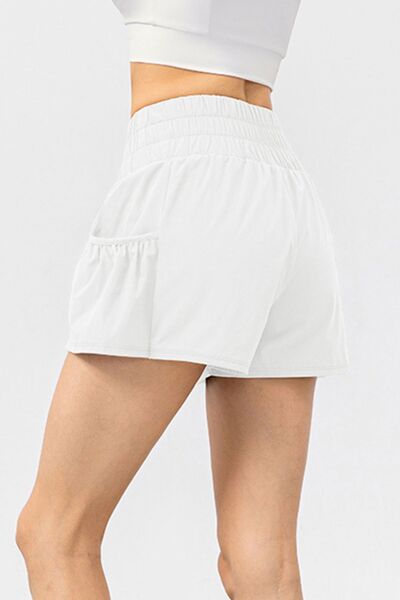 Elastic Waist Pocketed Active Shorts - TRENDMELO