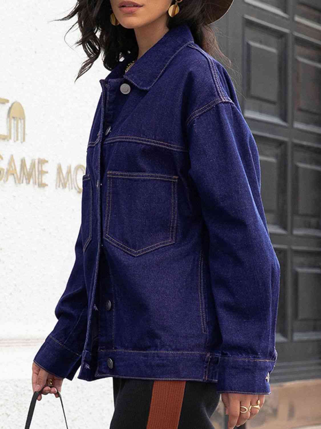 Buttoned Denim Jacket - TRENDMELO