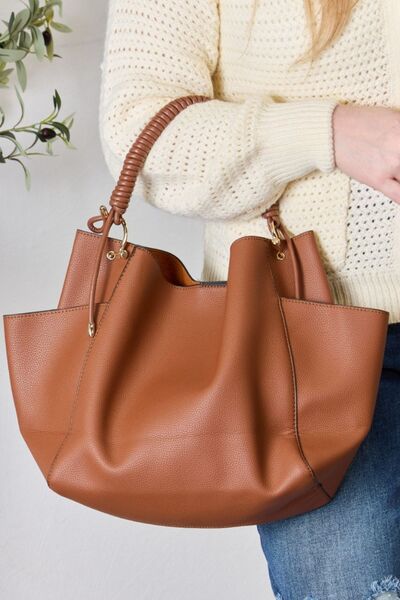 SHOMICO Faux Leather Handbag with Pouch - TRENDMELO