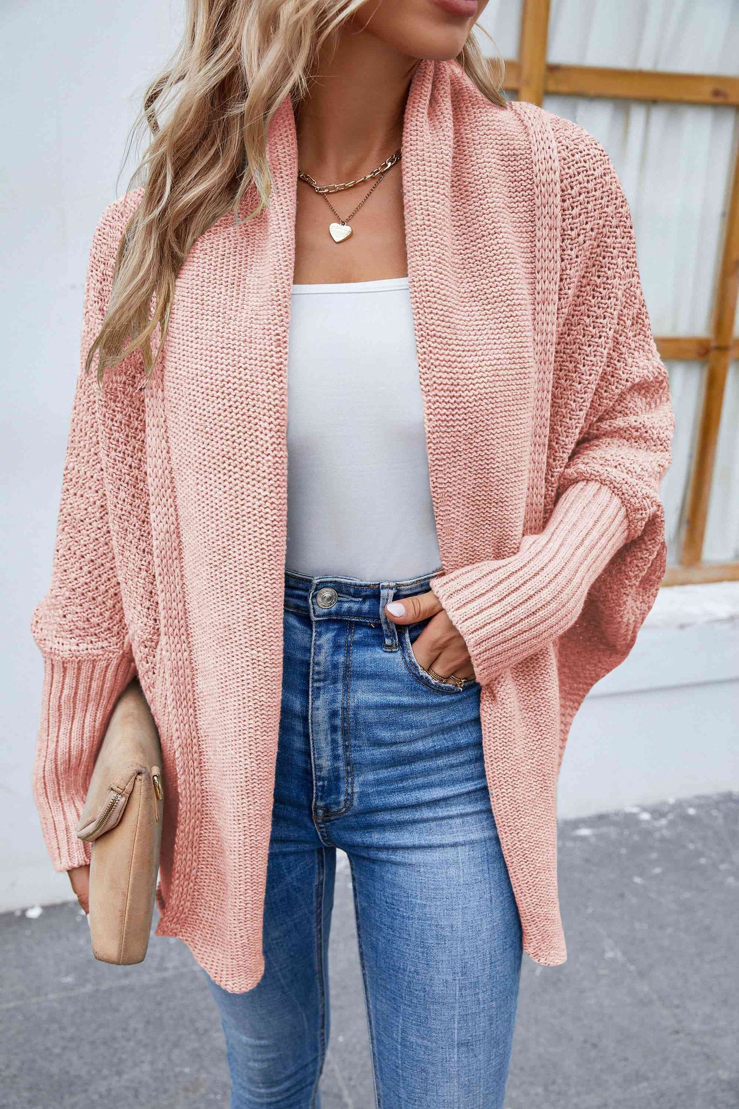 Open Front Long Sleeve Cardigan - TRENDMELO