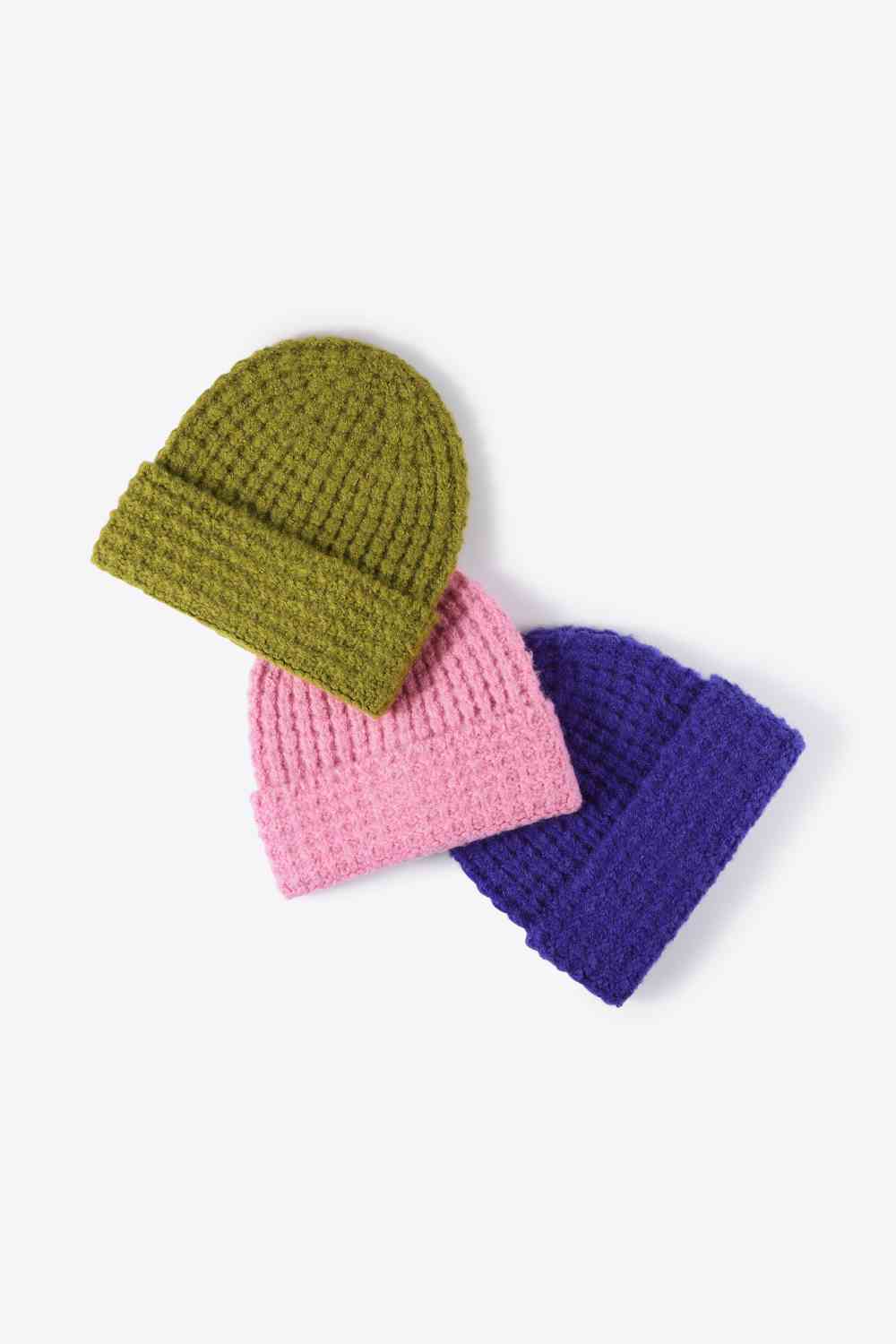 Waffle-Knit Cuff Beanie - TRENDMELO