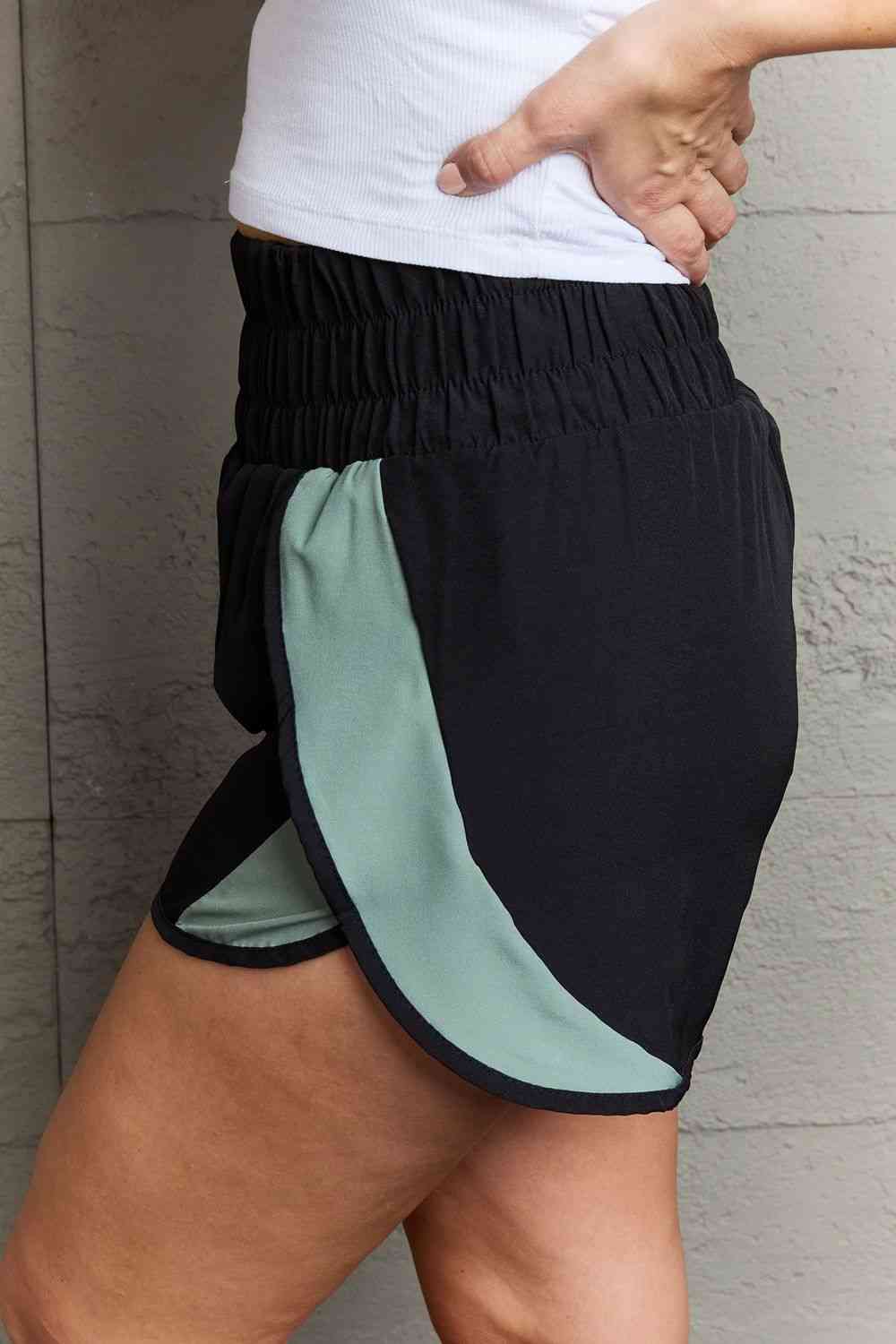 Ninexis Put In Work High Waistband Contrast Detail Active Shorts - TRENDMELO