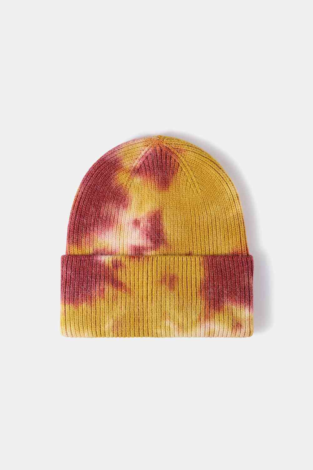 Tie-Dye Cuffed Rib-Knit Beanie Hat - TRENDMELO