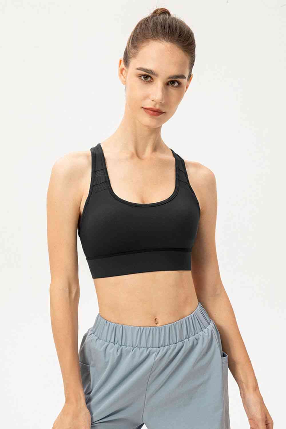 Scoop Neck Long Sports Bra - TRENDMELO