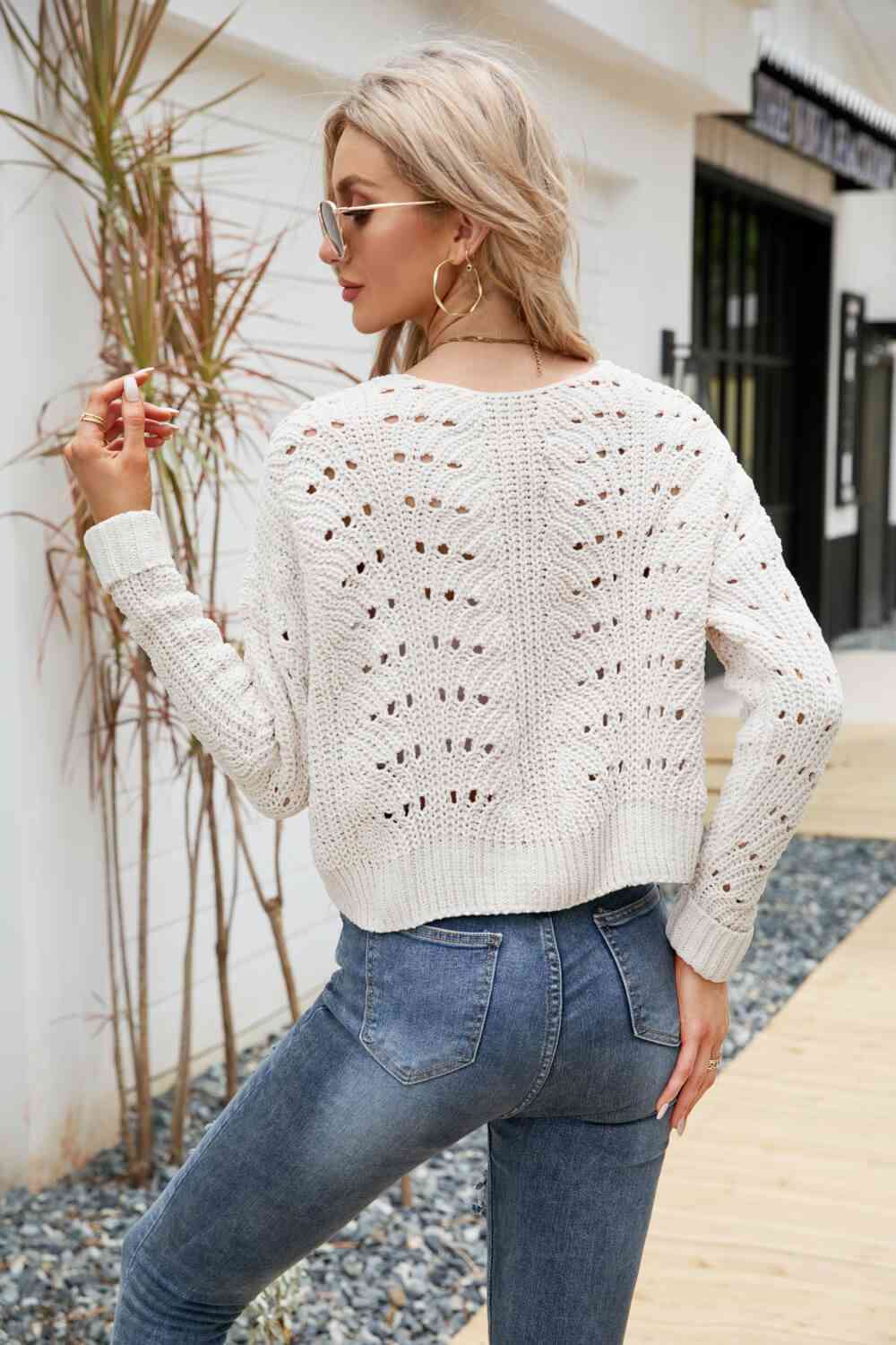 Open Front Cuffed Cropped Cardigan - TRENDMELO