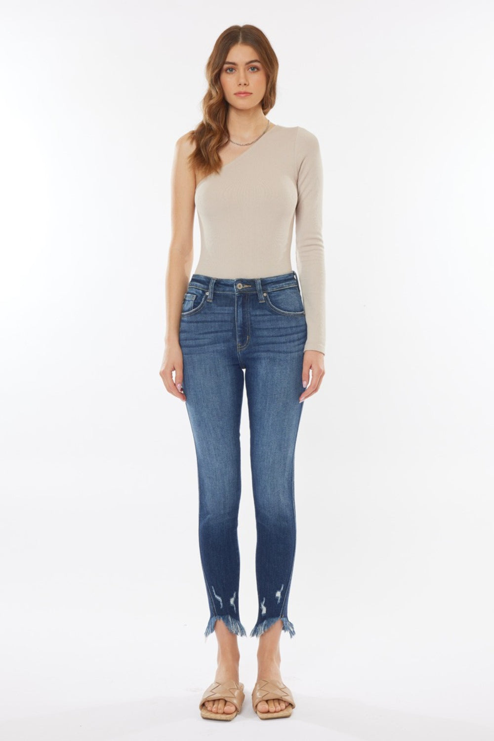 Kancan Raw Hem High Waist Cropped Jeans - TRENDMELO