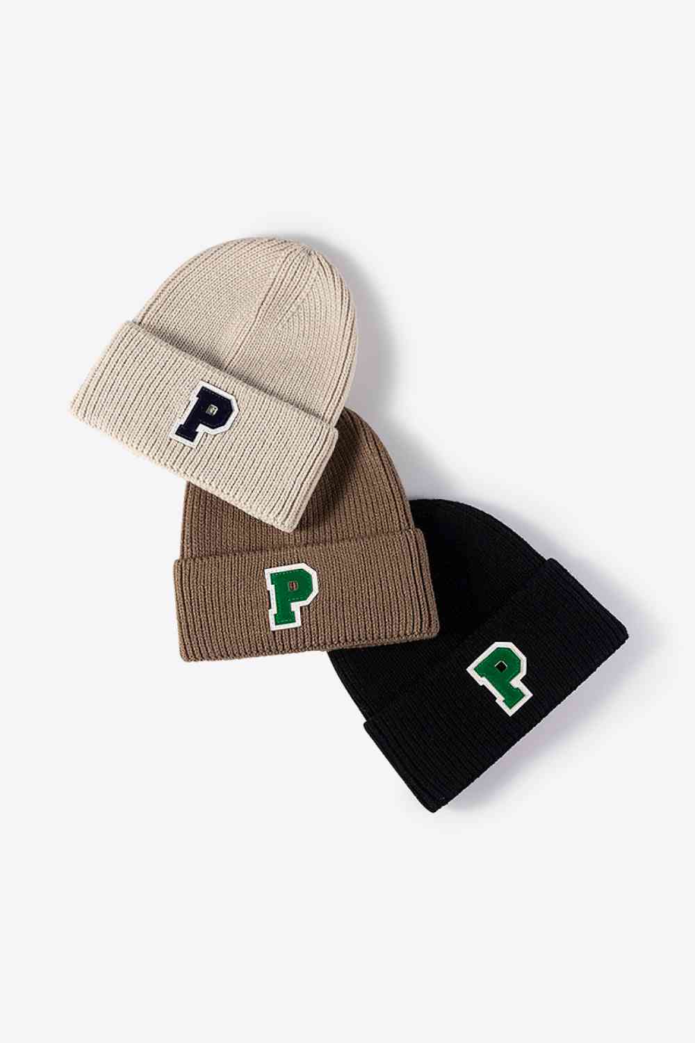 Letter Patch Cuffed Knit Beanie - TRENDMELO