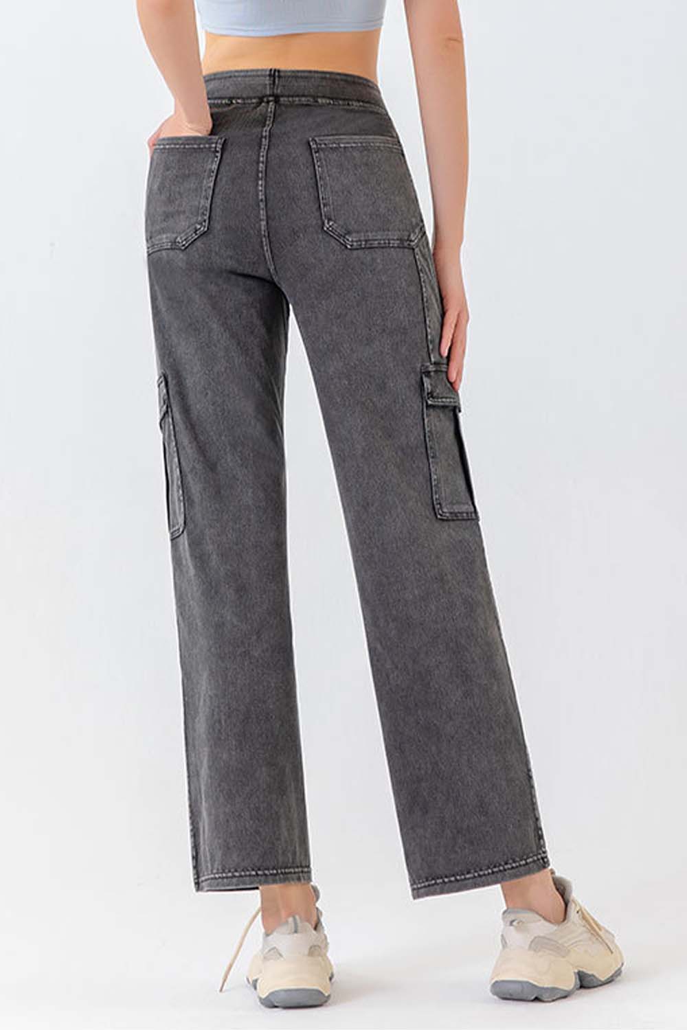 Buttoned Pocketed Long Jeans - TRENDMELO