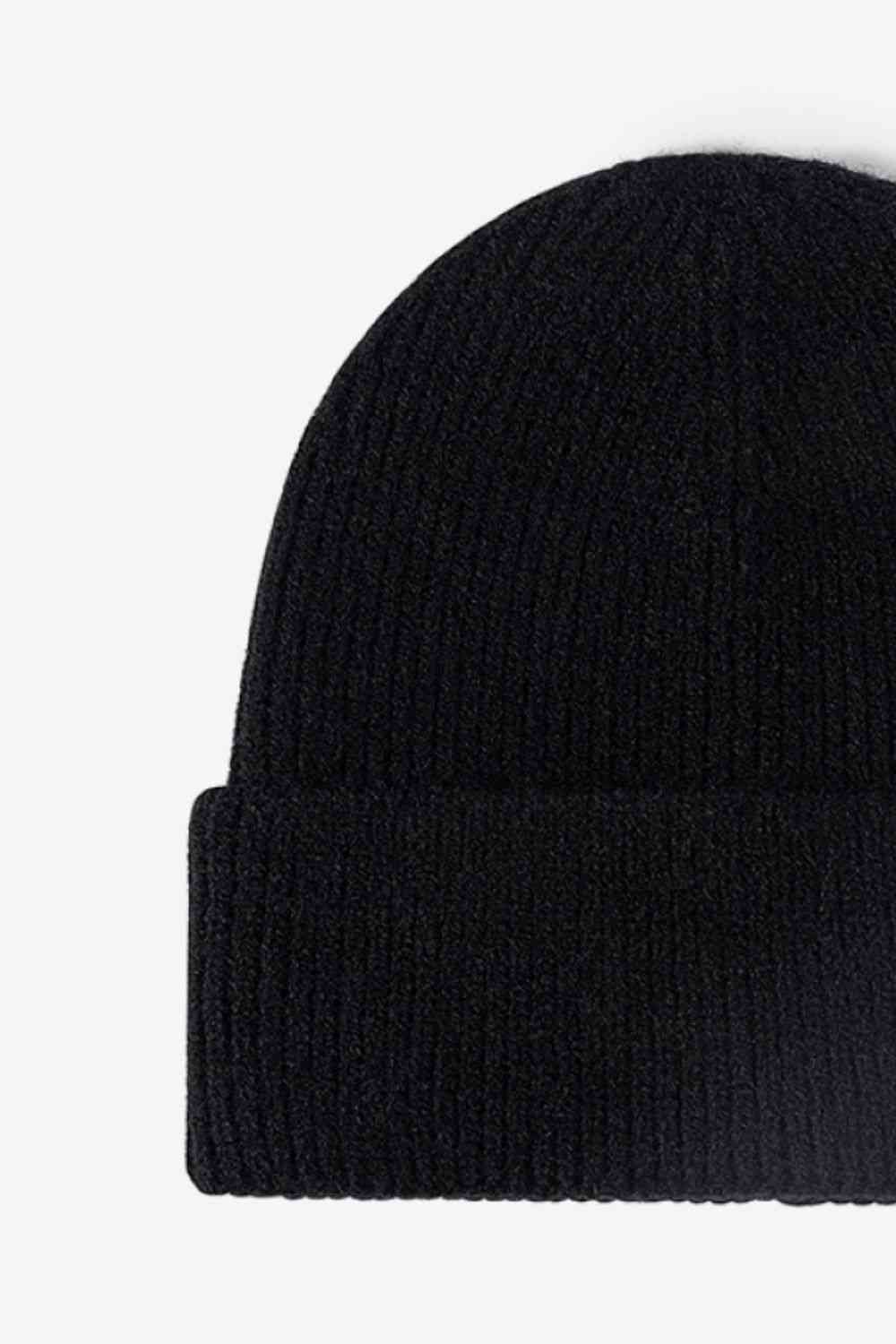 Letter N Patch Cuffed Knit Beanie - TRENDMELO