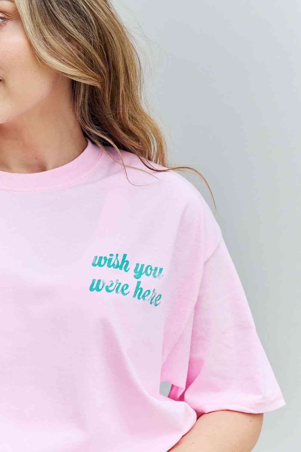 Sweet Claire "Wish You Were Here" Oversized Graphic T-Shirt - TRENDMELO