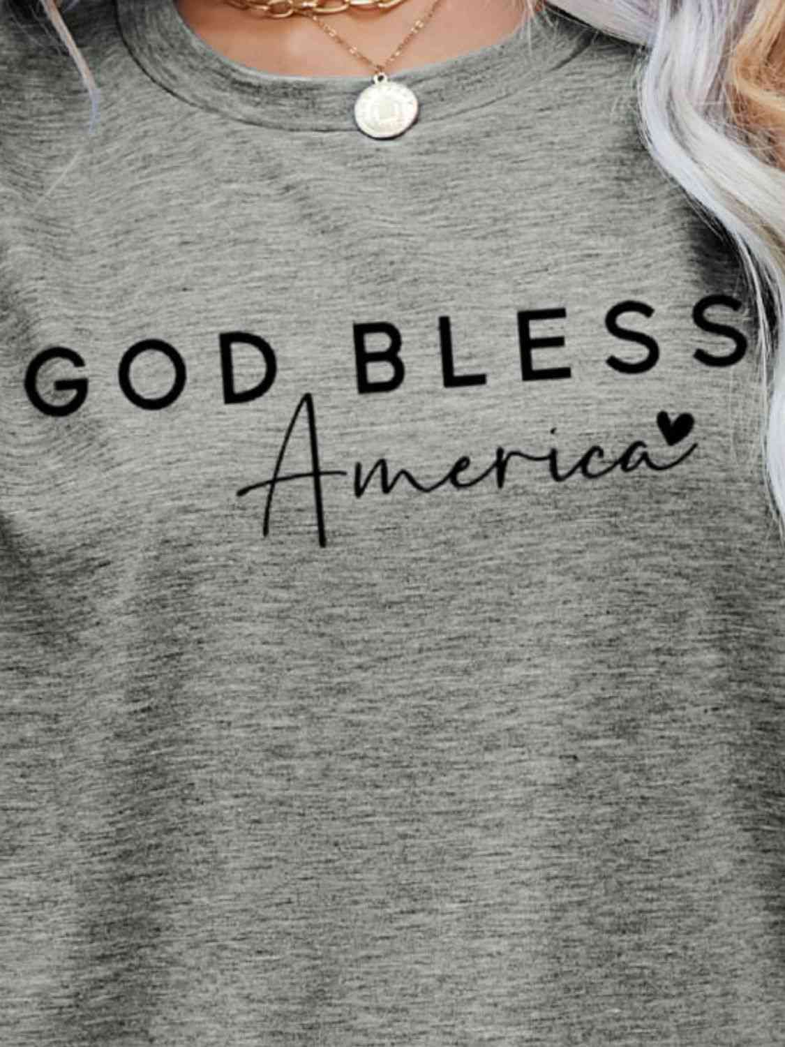 GOD BLESS AMERICA Graphic Short Sleeve Tee - TRENDMELO