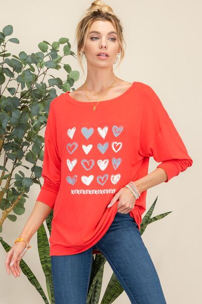 Celeste Full Size Heart Graphic Long Sleeve T-Shirt - TRENDMELO