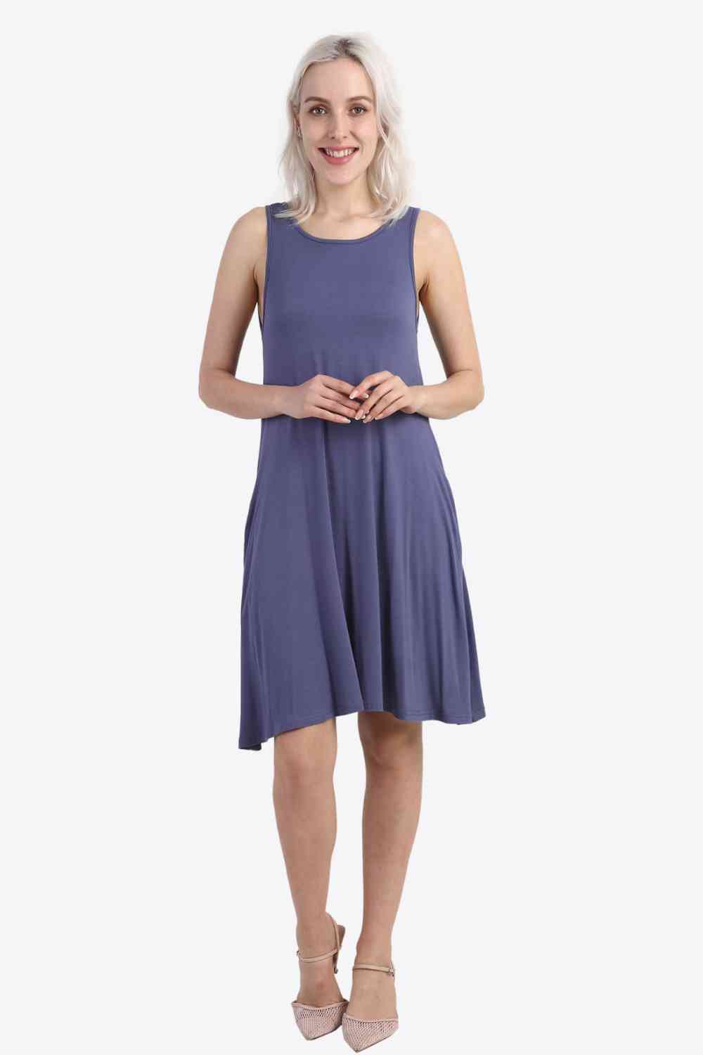 Cutout Scoop Neck Sleeveless Dress with Pockets - TRENDMELO