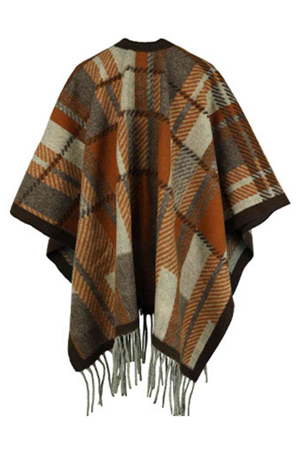 Cloak Sleeve Fringe Detail Poncho - TRENDMELO