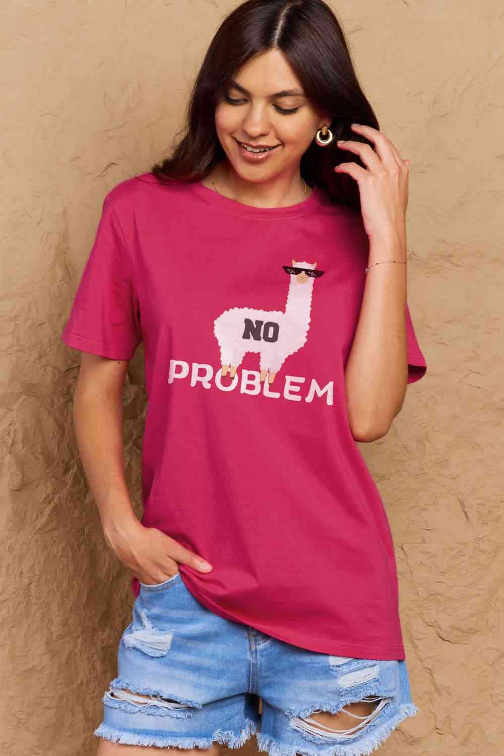 Simply Love Full Size NO PROBLEM Graphic Cotton Tee - TRENDMELO