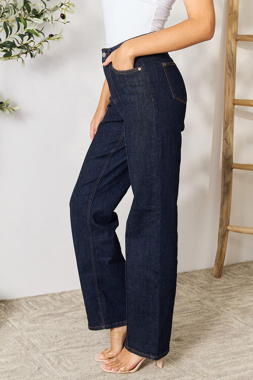 Judy Blue Full Size High Waist Wide Leg Jeans - TRENDMELO