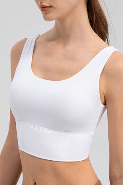 Scoop Neck Wide Strap Active Tank - TRENDMELO