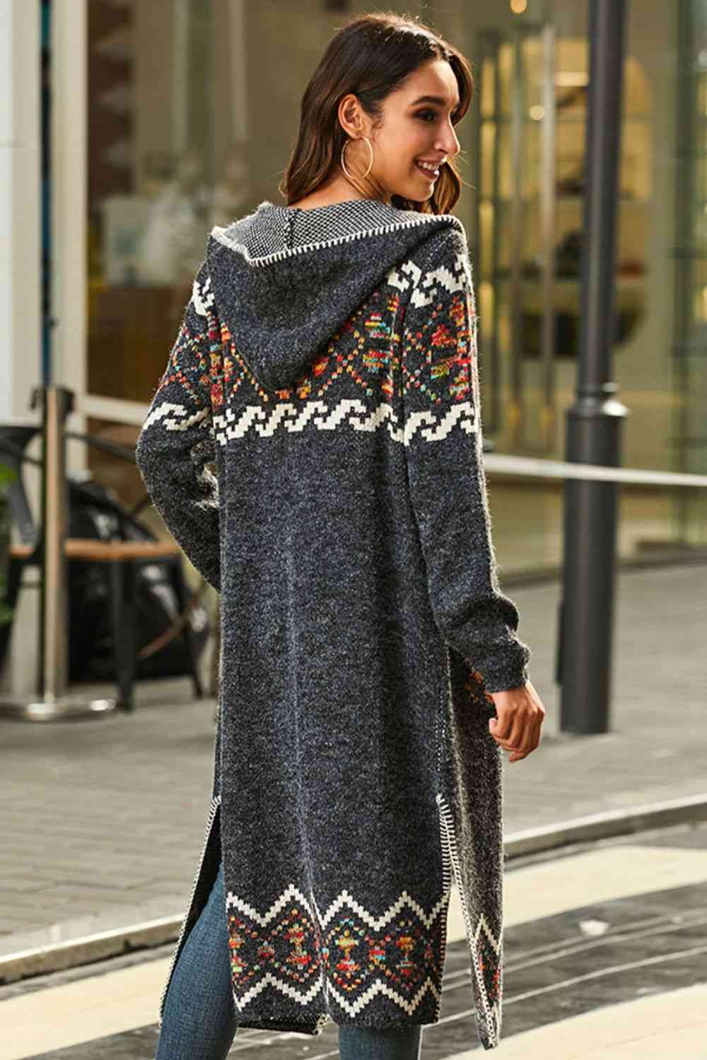 Bohemian Slit Hooded Duster Cardigan - TRENDMELO