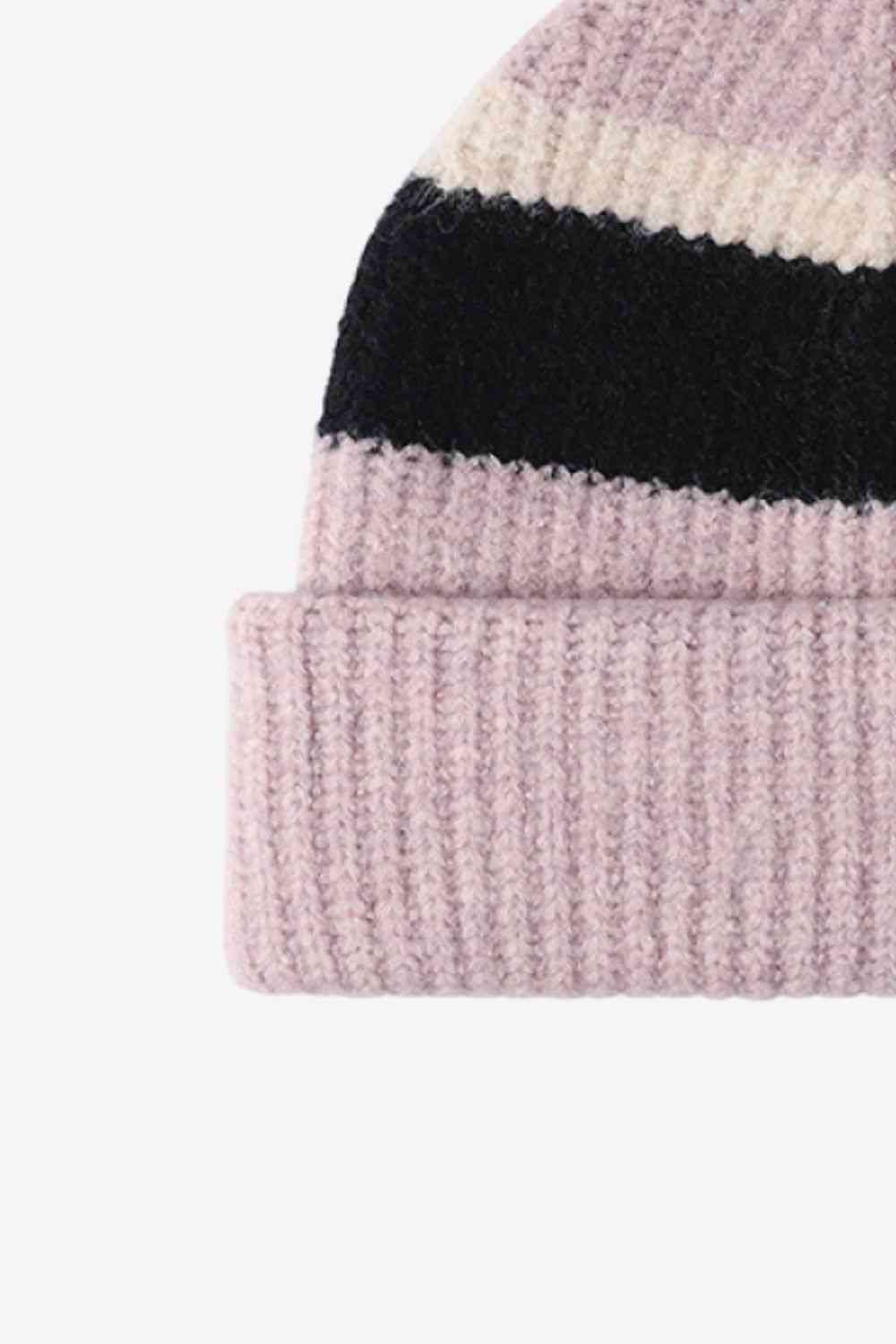 Tricolor Cuffed Knit Beanie - TRENDMELO