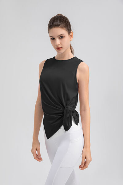 Slit Round Neck Tank - TRENDMELO