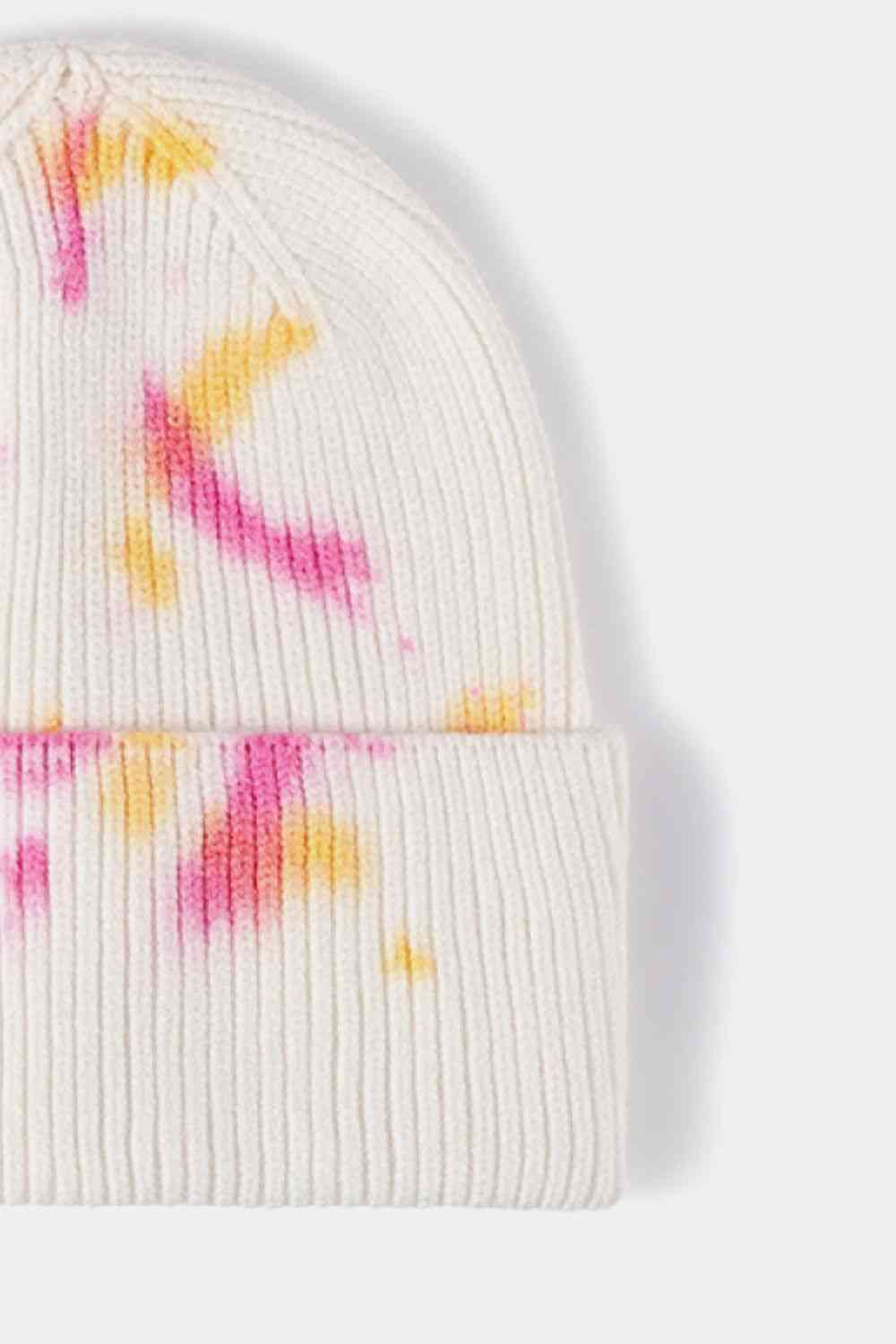 Tie-Dye Cuffed Rib-Knit Beanie Hat - TRENDMELO