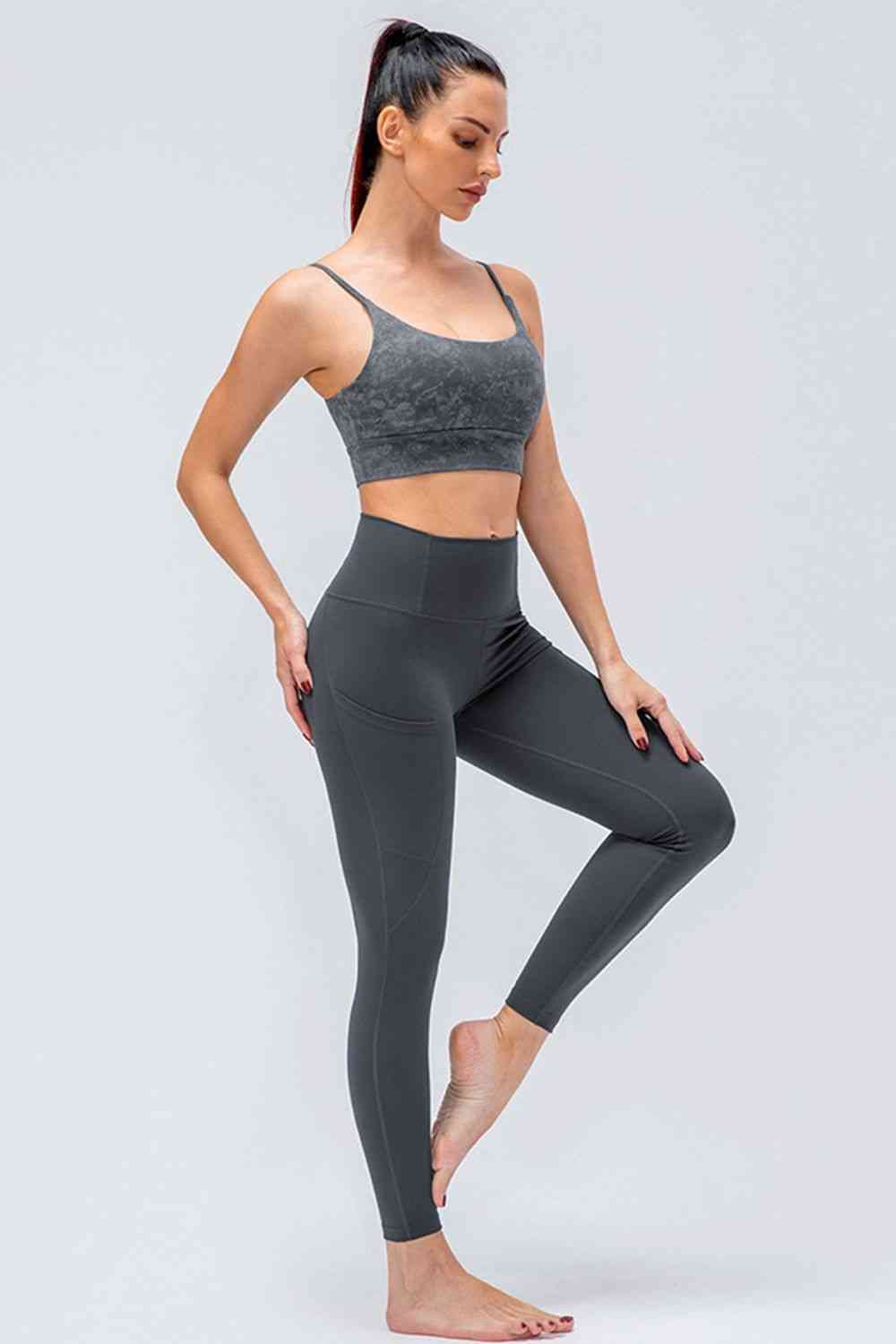 Breathable Wide Waistband Active Leggings with Pockets - TRENDMELO