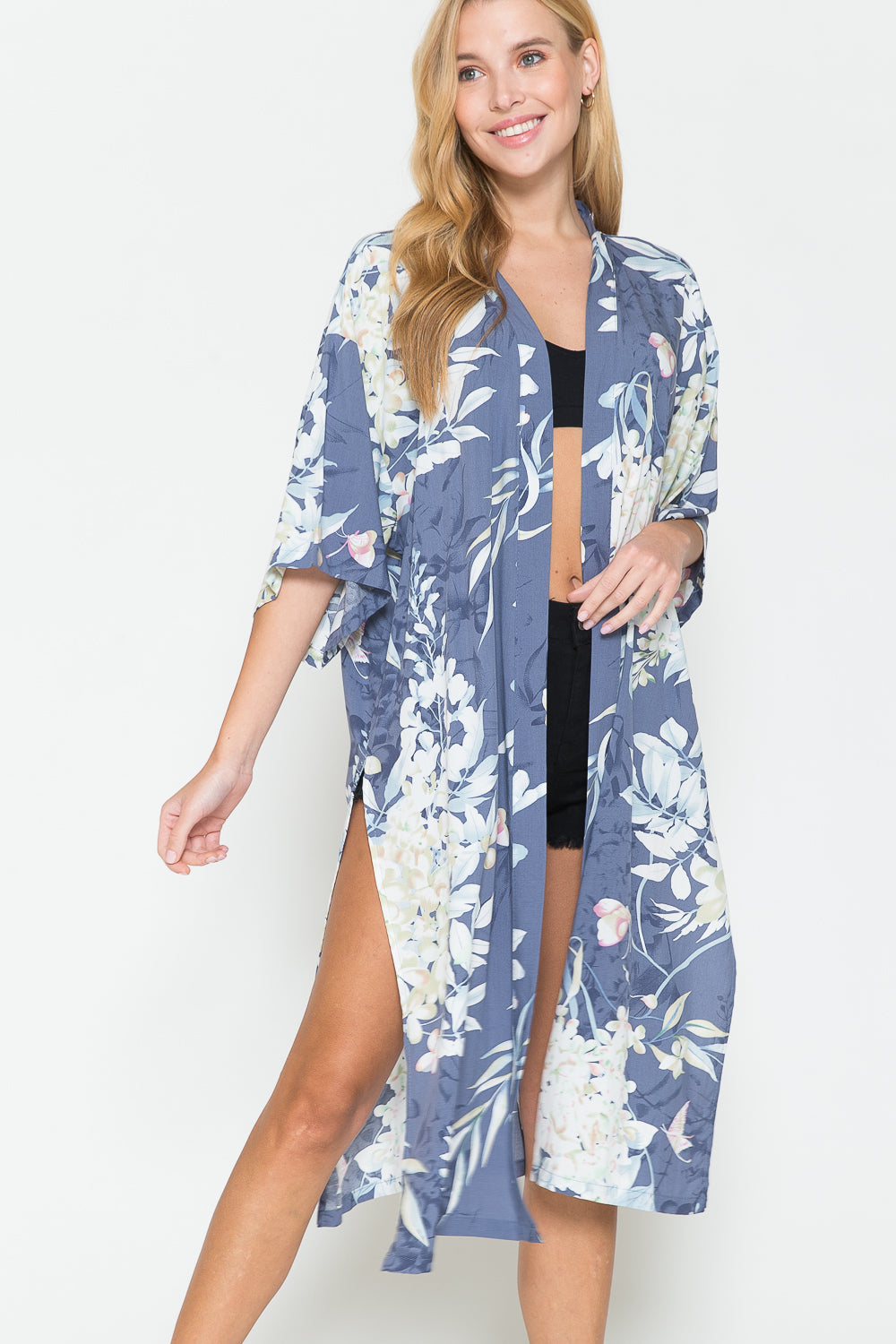 Justin Taylor Botanical Print Split Cover Up - TRENDMELO