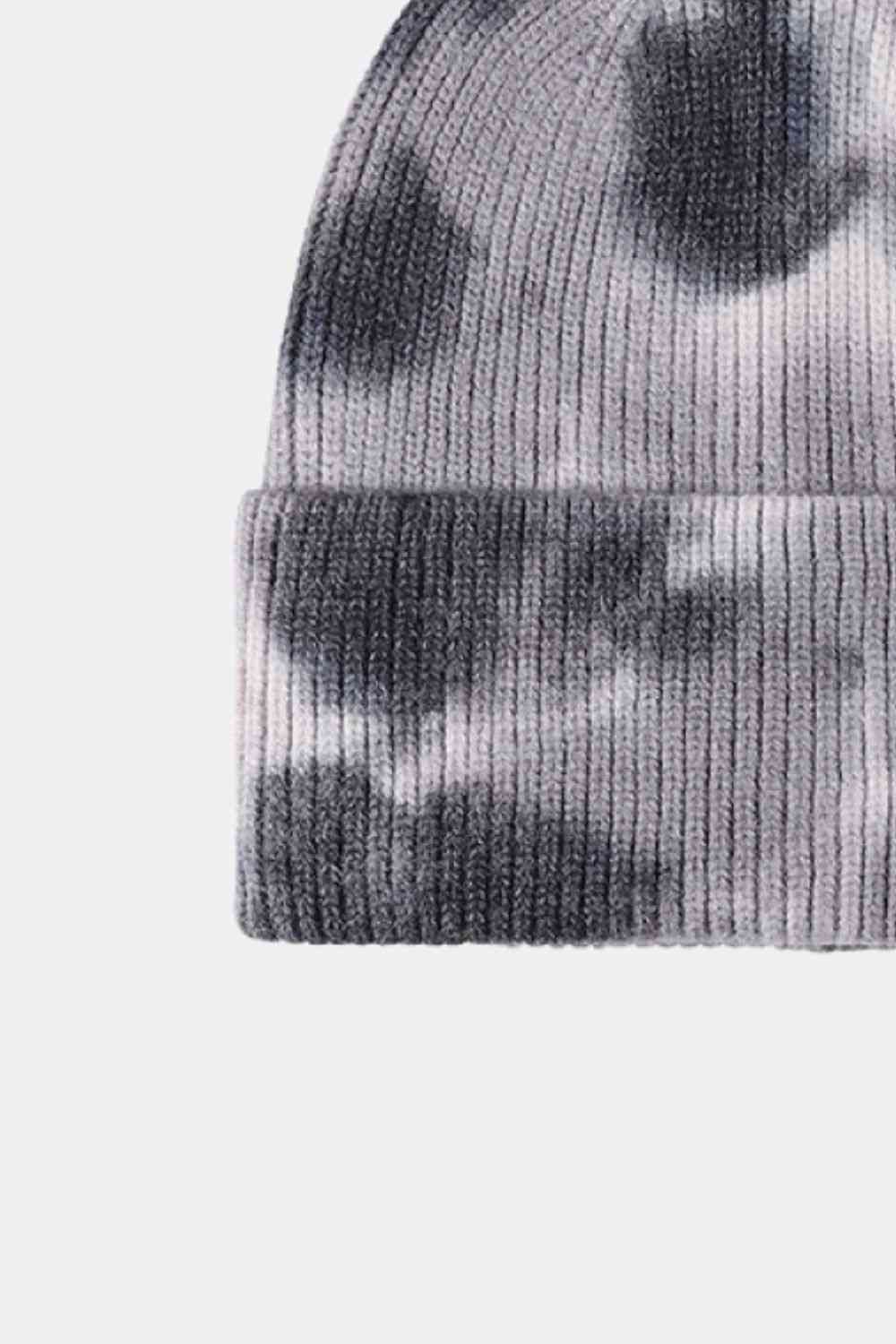 Tie-Dye Cuffed Rib-Knit Beanie Hat - TRENDMELO