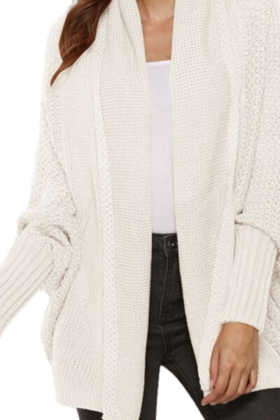 Open Front Batwing Sleeve Cardigan - TRENDMELO